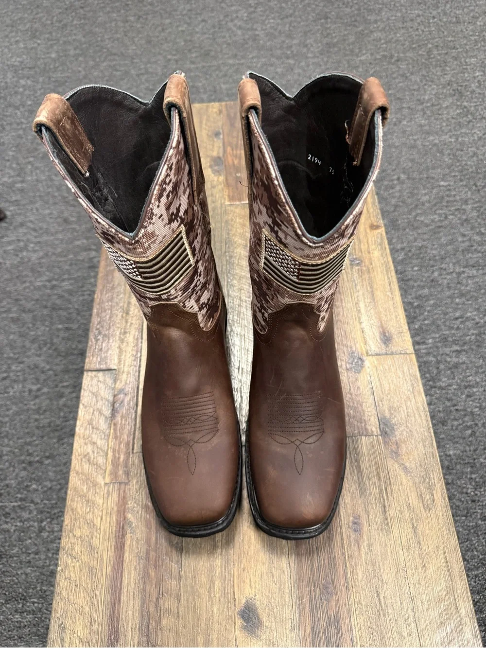 J.B. Dillon Men's Western Work Boots Digital Camo Flag Leather JBR1123 Size 10.5